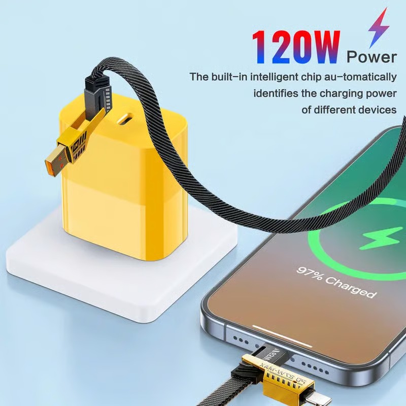 ⚡Clearance Sale🔥Portable Fast Charger, Type C/USB A Dual Ports Adapter,4 in 1 Fast Charging Cable & Data Sync - Image 4