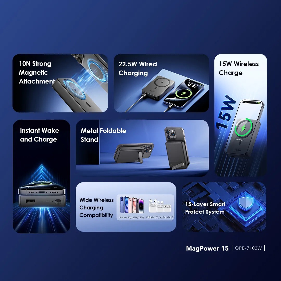 oraimo MagPower 15 10000mAh Wireless and Wired Power Bank - Image 2